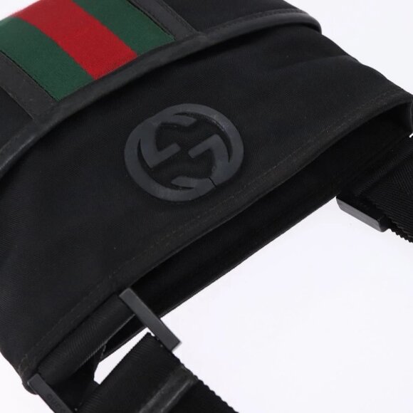 GUCCI Web Sherry Line Shoulder Bag Nylon Black - Picture 6 of 15